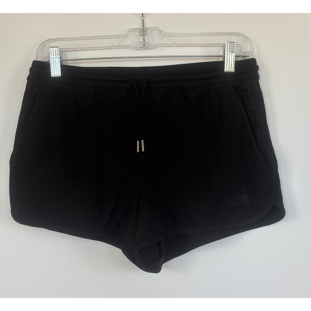 The North Face Womens Sweat Shorts Black Drawstring Lounge Athletic Med Runner